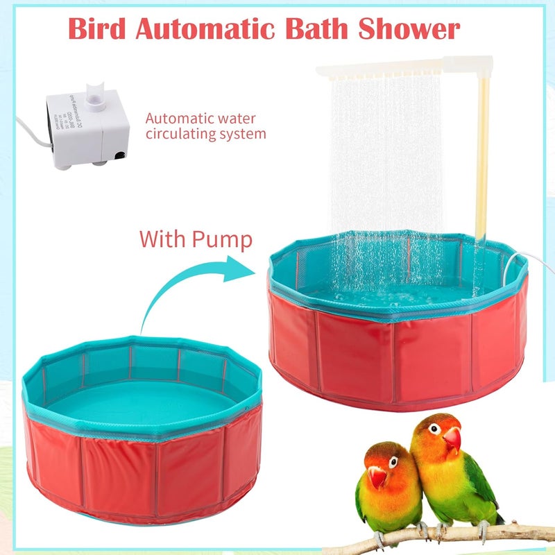 FlidRunest Bird Automatic Bath Shower, Portable Bird Bathtub with Pump, Parrot Bath tub Contains Circulating Controller, USB and Pump, Pool Bathing Tub for African Grey Conure Lovebird Parakeet - Image 2